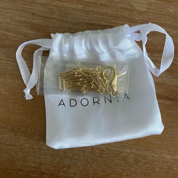 New ADORNIA Lock Paper Clip Chain Necklace 14k yellow gold 17” JEWELRY - Picture 3 of 5